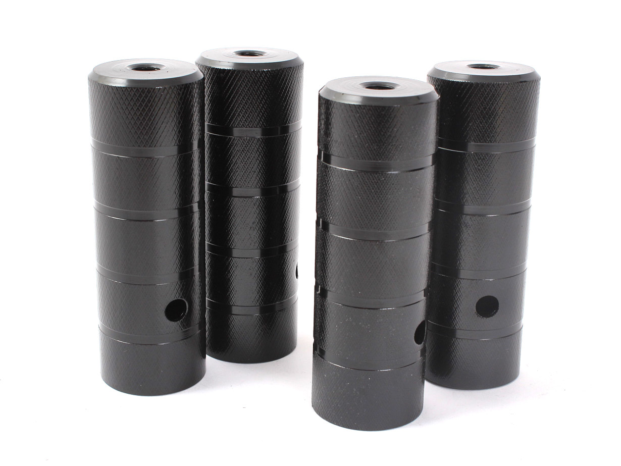 Vorderansicht BMX Peg Set schwarz für 14mm Achsen hinten und 10mm vorne 