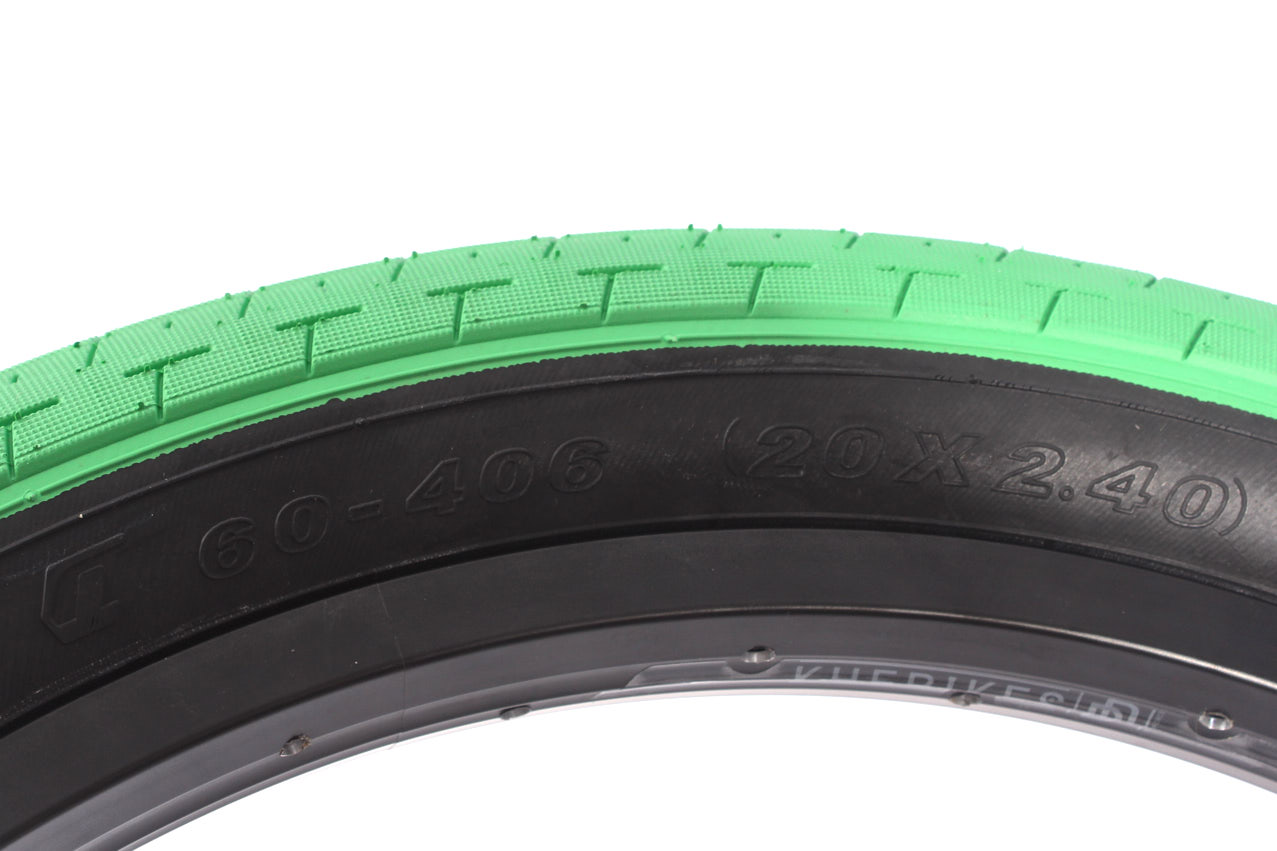 Opona BMX KHE ACME 20 × 2,40″, zielono-czarna