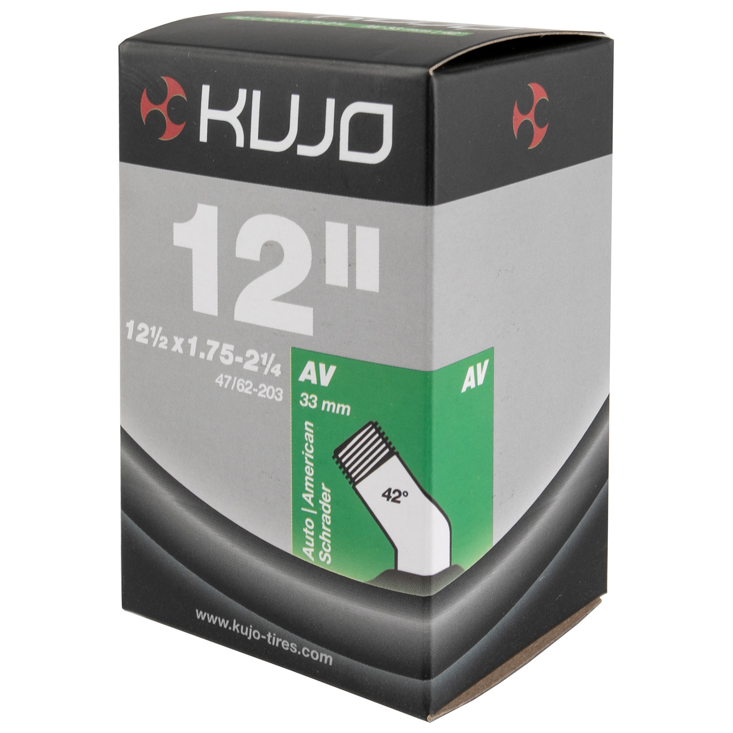 Dętka KUJO 12,5 × 1,75–2,25″, wentyl AV 42°