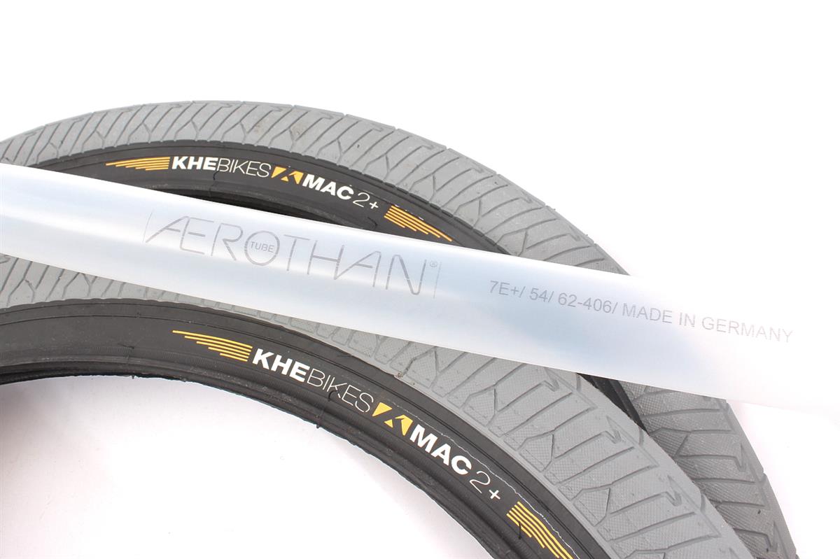 BMX tires 2x MAC2+ wire gray + 2x Schwalbe Aerothan tube