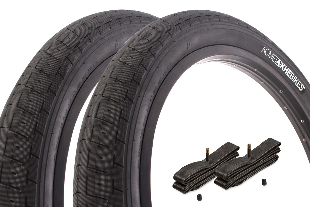 BMX tire set KHE ACME 20 inch x 2.40 inch black + AV inner tube