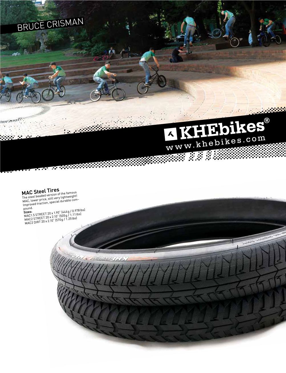 BMX tire set KHE MAC2+ 20 inch x 2.30 inch black + AV inner tube