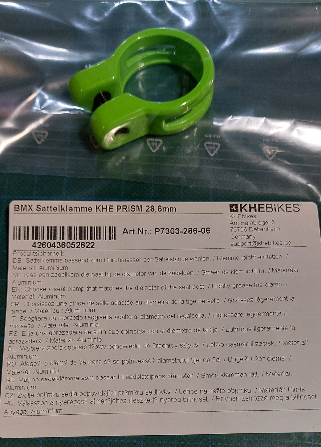 Obejma podsiodłowa BMX KHE PRISM 28,6 mm