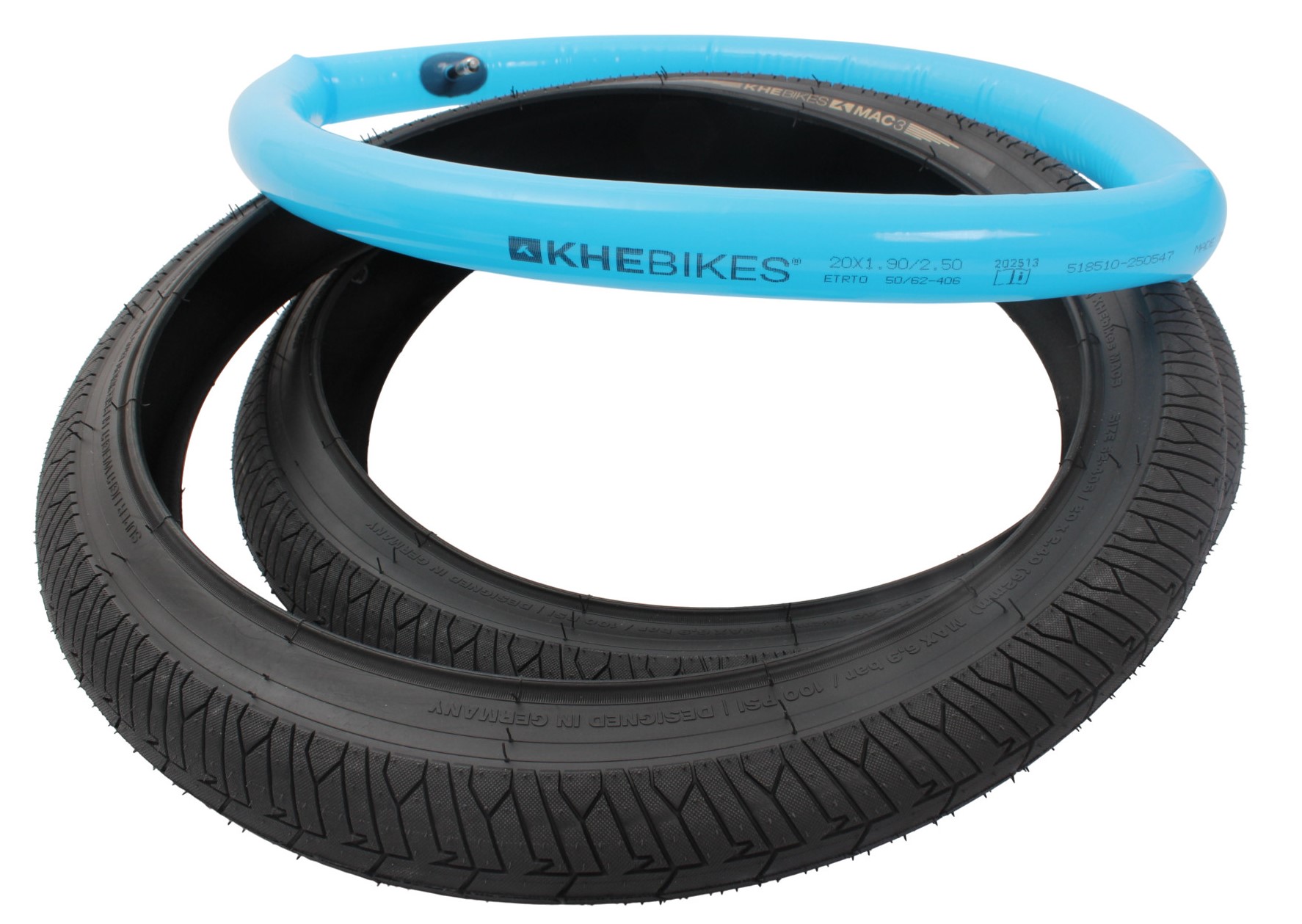 BMX tires 2x MAC3 + 2x KHE LASER tube